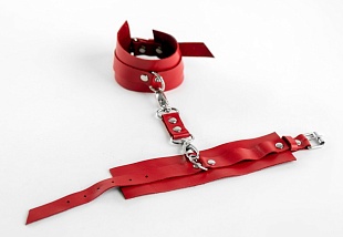 Красные оковы из натуральной кожи BDSM Арсенал  